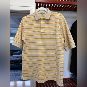 Burberry Yellow and Cream Striped Polo Shirt